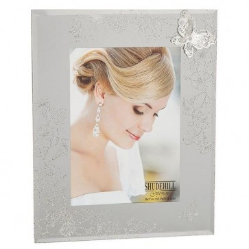 Silver Sparkly Butterfly Photo Frame Picture Frames Wedding Anniversary Gift 5x7