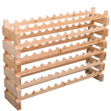 Homcom WOODEN WINE STORAGE RACK 6 Tier Shelf For 72 Bottles, Free Standing