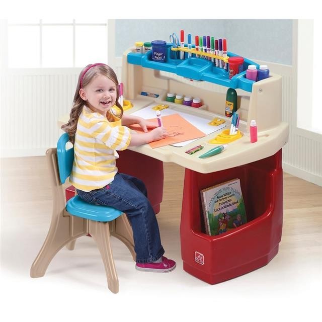 Kids Step 2 Activity Art Drawing Table Desk Chair Set Childrens