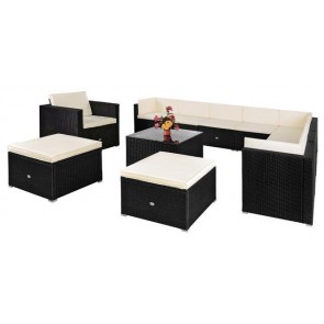 Large Rattan Garden Furniture Set Outdoor Patio Conservatory Sofa Table Chairs
