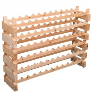 Homcom WOODEN WINE STORAGE RACK 6 Tier Shelf For 72 Bottles, Free Standing